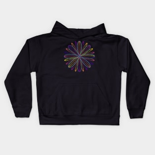 Fireworks Flower | Rainbow Rose Curve Black Kids Hoodie